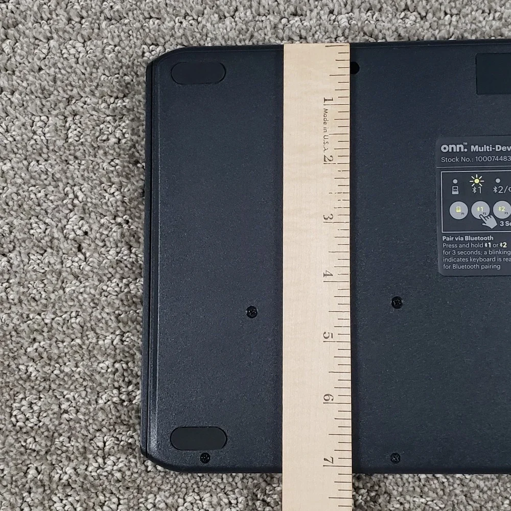 onn. Bluetooth Keyboard Black Yellow Cradle Multi-Device M 100074483 Tested Work